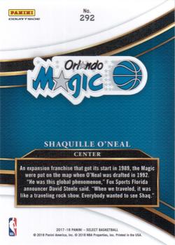 2017-18 Panini Select #292 Shaquille O'Neal Back