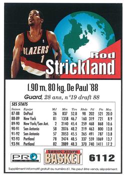 1994-95 Pro Cards French Sports Action Basket #6112 Rod Strickland Back