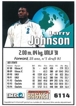 1994-95 Pro Cards French Sports Action Basket #6114 Larry Johnson Back