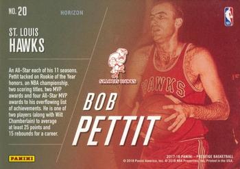 2017-18 Panini Prestige - All-Time Greats Horizon #20 Bob Pettit Back