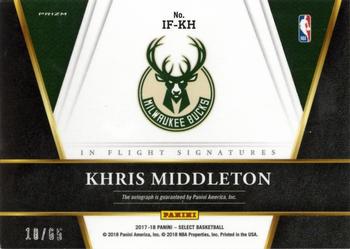 2017-18 Panini Select - In Flight Signatures Neon Green Prizms #IF-KH Khris Middleton Back