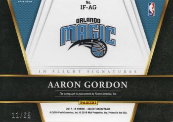 2017-18 Panini Select - In Flight Signatures Neon Green Prizms #IF-AG Aaron Gordon Back