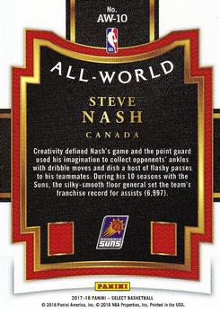 2017-18 Panini Select - All-World #AW-10 Steve Nash Back