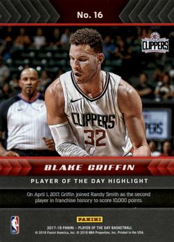 2017-18 Panini Player of the Day #16 Blake Griffin Back