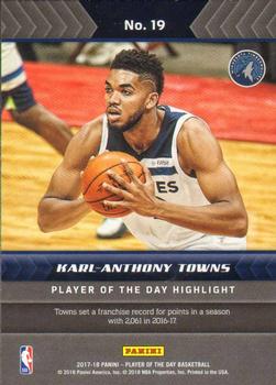 2017-18 Panini Player of the Day #19 Karl-Anthony Towns Back