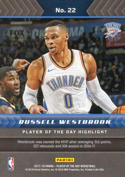 2017-18 Panini Player of the Day #22 Russell Westbrook Back