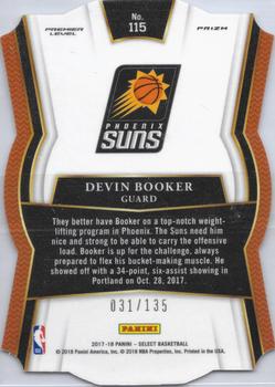 2017-18 Panini Select - Red Prizms Die Cut #115 Devin Booker Back