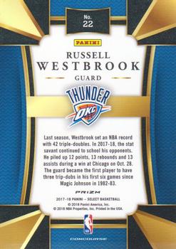 2017-18 Panini Select - Tri-Color Prizms #22 Russell Westbrook Back