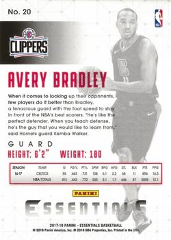 2017-18 Panini Essentials #20 Avery Bradley Back