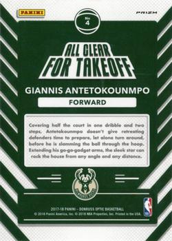 2017-18 Donruss Optic - All Clear for Takeoff Holo #4 Giannis Antetokounmpo Back