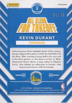 2017-18 Donruss Optic - All Clear for Takeoff Red #9 Kevin Durant Back