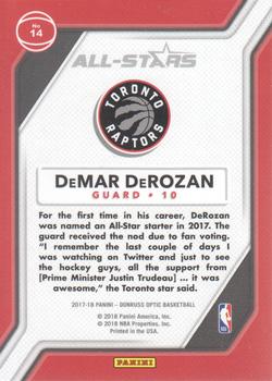 2017-18 Donruss Optic - All Stars #14 DeMar DeRozan Back