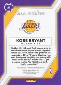 2017-18 Donruss Optic - All Stars #26 Kobe Bryant Back