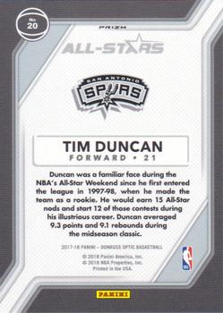 2017-18 Donruss Optic - All Stars Holo #20 Tim Duncan Back