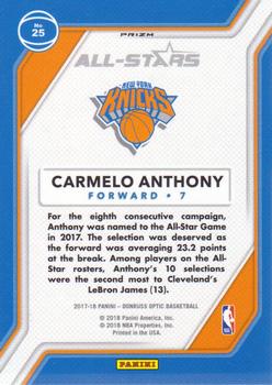 2017-18 Donruss Optic - All Stars Fast Break Holo #25 Carmelo Anthony Back