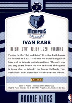 2017-18 Donruss Optic - Rookie Kings #7 Ivan Rabb Back
