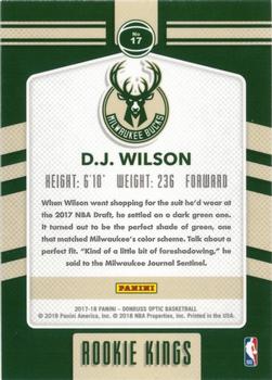 2017-18 Donruss Optic - Rookie Kings #17 D.J. Wilson Back