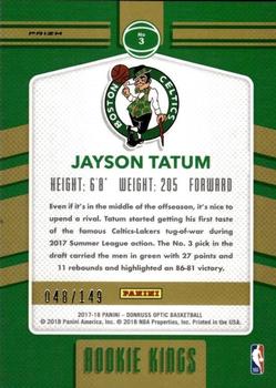 2017-18 Donruss Optic - Rookie Kings Lime Green #3 Jayson Tatum Back