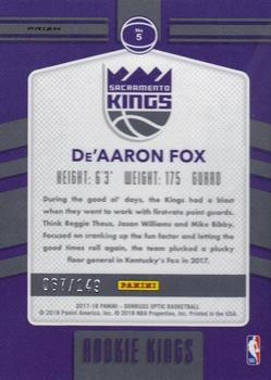2017-18 Donruss Optic - Rookie Kings Lime Green #5 De'Aaron Fox Back