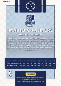 2017-18 Donruss Optic - Blue Velocity #71 Mario Chalmers Back