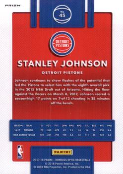 2017-18 Donruss Optic - Purple #45 Stanley Johnson Back
