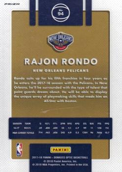 2017-18 Donruss Optic - Blue #94 Rajon Rondo Back