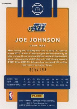2017-18 Donruss Optic - Fast Break Orange #144 Joe Johnson Back