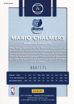 2017-18 Donruss Optic - Lime Green #71 Mario Chalmers Back