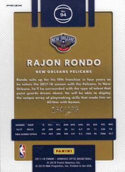 2017-18 Donruss Optic - Lime Green #94 Rajon Rondo Back