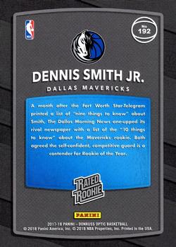 2017-18 Donruss Optic - Rated Rookie Shock #192 Dennis Smith Jr. Back