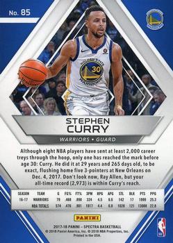 2017-18 Panini Spectra #85 Stephen Curry Back