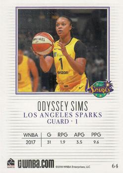 2018 Rittenhouse WNBA #64 Odyssey Sims Back