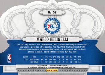2017-18 Panini Crown Royale #59 Marco Belinelli Back