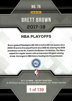 2017-18 Panini Instant NBA Playoffs #76 Brett Brown Back
