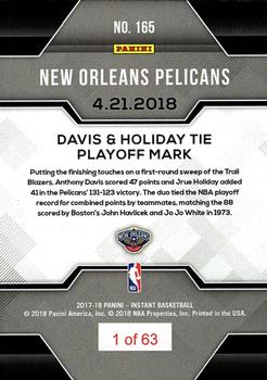 2017-18 Panini Instant NBA Playoffs #165 Jrue Holiday / Anthony Davis Back