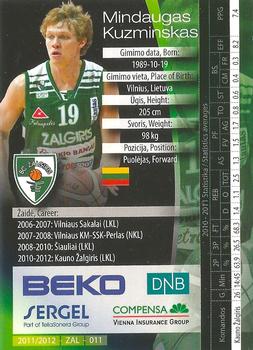 2011-12 Sereal Beko Lithuania Basketball League (LKL) #ZAL-011 Mindaugas Kuzminskas Back