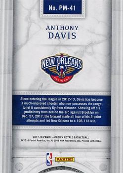 2017-18 Panini Crown Royale - Pacific Marquee #PM-41 Anthony Davis Back