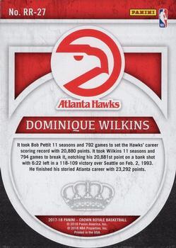 2017-18 Panini Crown Royale - Roundball Royalty #RR-27 Dominique Wilkins Back