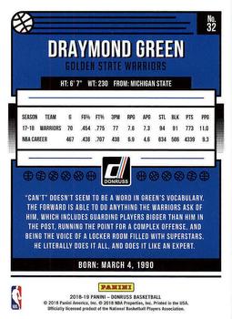 2018-19 Donruss #32 Draymond Green Back