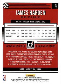 2018-19 Donruss #72 James Harden Back