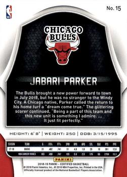 2018-19 Panini Certified #15 Jabari Parker Back