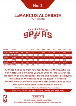 2018-19 Hoops - Red Backs #3 LaMarcus Aldridge Back