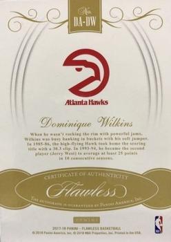 2017-18 Panini Flawless - Distinguished Autos Green #DA-DW Dominique Wilkins Back