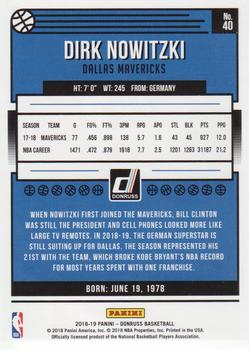 2018-19 Donruss - Press Proof Purple #40 Dirk Nowitzki Back
