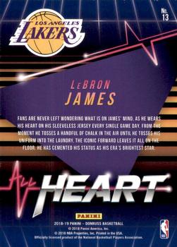 2018-19 Donruss - All Heart Press Proof #13 LeBron James Back