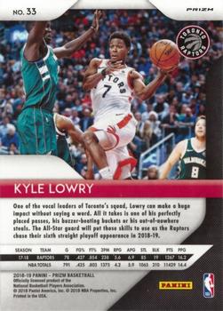 2018-19 Panini Prizm - Prizms Red White and Blue #33 Kyle Lowry Back