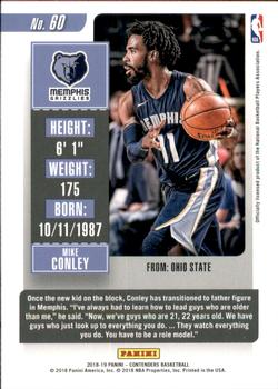 2018-19 Panini Contenders - Conference Finals Ticket #60 Mike Conley Back