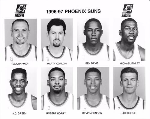 1996-97 Phoenix Suns 8x10 #NNO Rex Chapman / Marty Conlon / Ben Davis / Michael Finley / A.C. Green / Robert Horry / Kevin Johnson / Joe Kleine Front