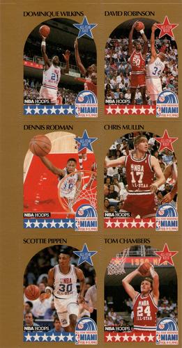 1990-91 Hoops - All-Star Program Panels #NNO Dominique Wilkins / David Robinson / Dennis Rodman / Chris Mullin / Scottie Pippen / Tom Chambers Front