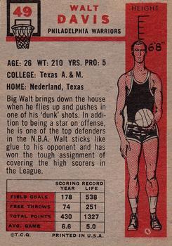 1957-58 Topps #49 Walt Davis Back